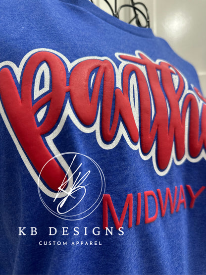 Leopards in Cursive W/Town in Glitter & Puff