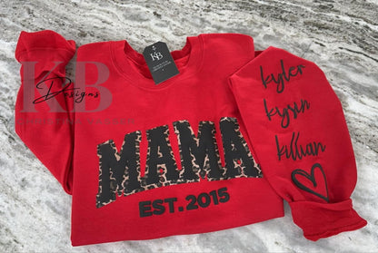 Personalized MAMA Leopard Puff Sweatshirt