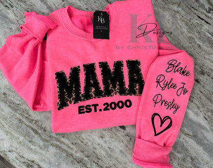 Personalized MAMA Leopard Puff Sweatshirt