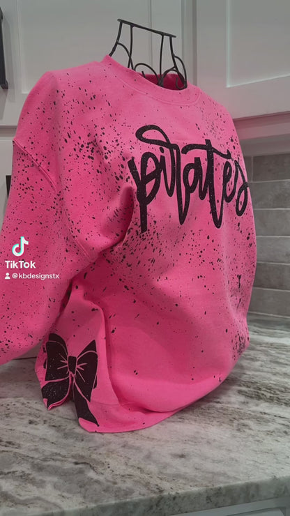 Custom Name w/ Side Slit Glitter Bow