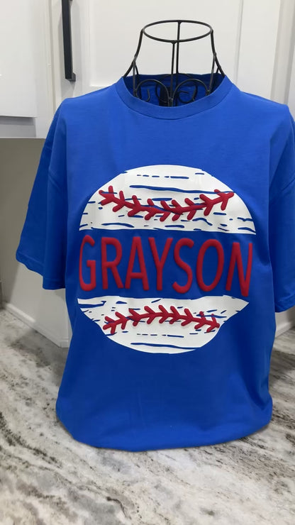 Personalized Grunge Baseball/Softball puff Tee
