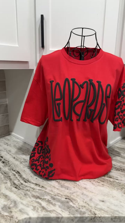 Custom Mascot Cheetah Side Sleeve Puff Tee