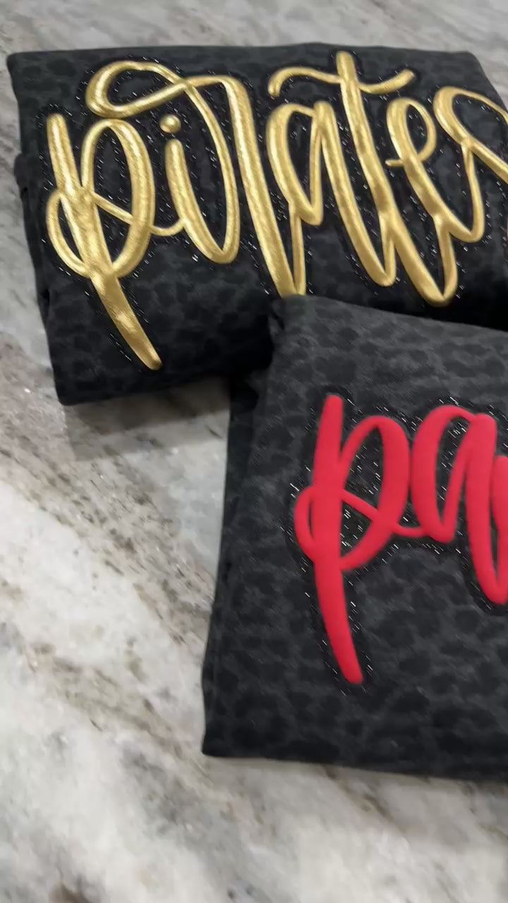 Custom Mascot Leopard Glitter and Puff Tee – KB Designs By